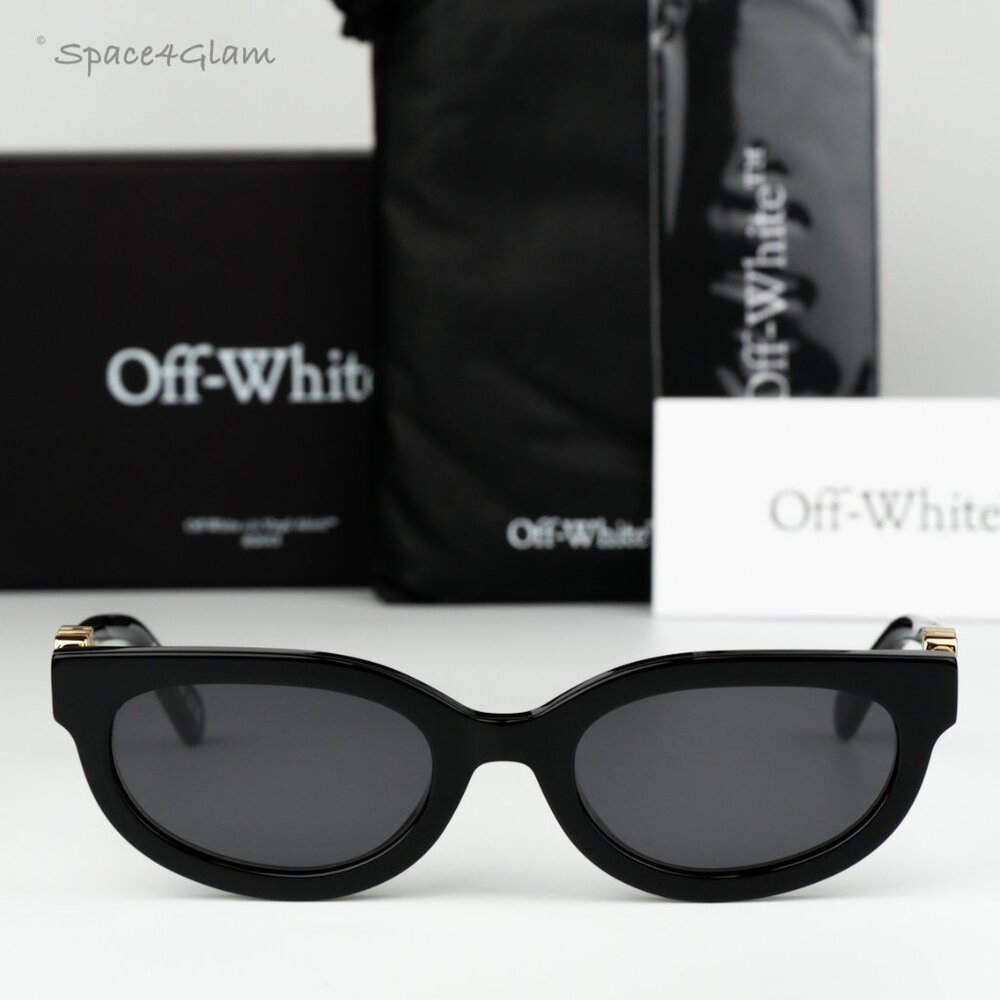 Off-White Men Sunglasses Black Grey Cat Eye OERI13D SPARKS 1007 NEW AUTHENTIC